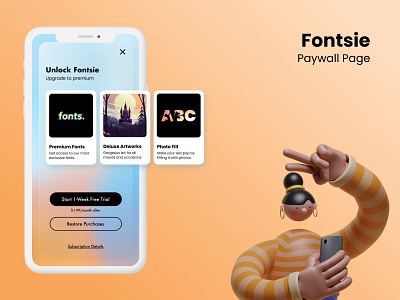 Creativity App - Subscription Page app colorful creativity design figma fonts glass glassmorphism ios minimal paywall premium ui upgrade ux