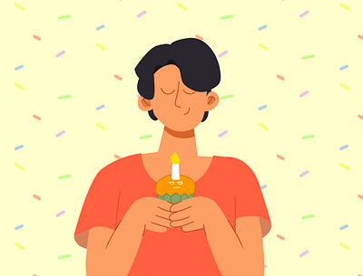 Blow out the candle and make a wish! birthday flat design flat illustration illustration illustrations people illustration