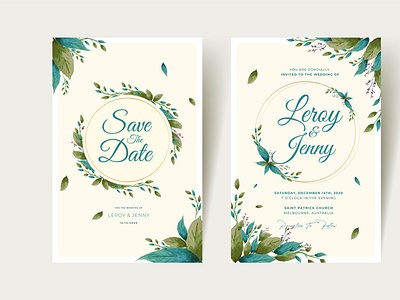 Wedding Invitations with watercolor flower