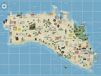 Menorca illustration map menorca