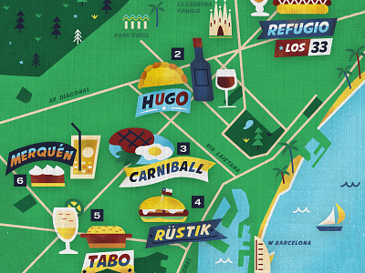 Chile in Barcelona barcelona chile illustration map