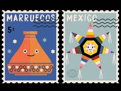 Postal Stamps character design illustration postage postal stamps