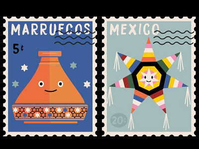 Postal Stamps character design illustration postage postal stamps