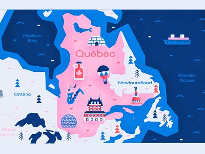 Quebec canada illustration map quebec
