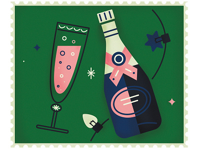 Vins de Fêtes celebration champagne illustration new year wine