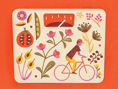 Health bike cicle food heath illustration