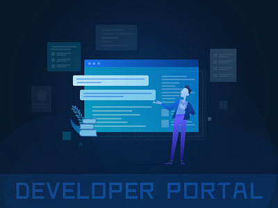 MATRIX Developer Portal Web Banner blockchain illustration logo ui