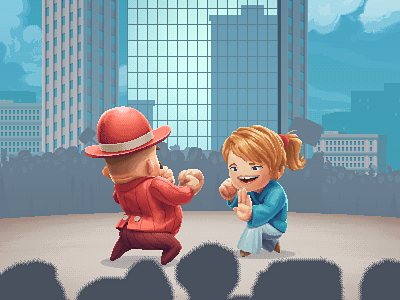 Street Fighter Homage Intro for small game bitch slap cartoony characters pixel art pixelart street fighter