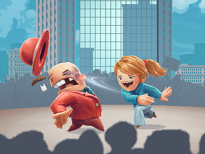 Second state for a Street Fighter Homage Intro for small game bitch slap cartoon cartoon illustration character game pixel art pixelart stylized