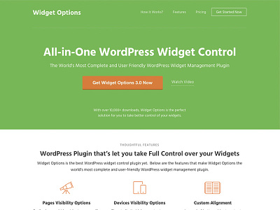 WordPress Widget Options Plugin Landing Page landing landing page page product web wordpress plugin
