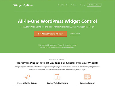 WordPress Widget Options Plugin Landing Page