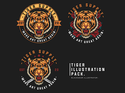 TIGER ILLUSTRATION VECTOR PACK art artwork clothing design drawing illustration tiger vector vector art vector illustration