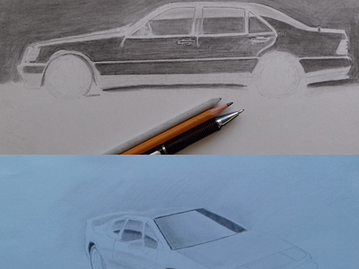 I work with two great cars: Mercedes S-klasse & Lotus Esprit V8 design draw drawing illustration typography