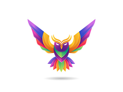 Colorful Owl Logo bird branding gradient logo owl symbol