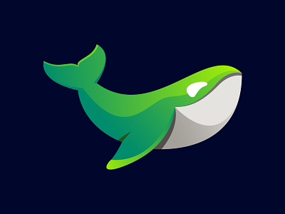 Green Whale Logo animal branding design gradient logo symbol vector whale