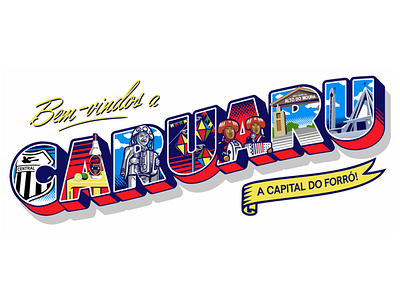 Lettering Postcard - Caruaru design digital art illustration large type lettering vector vintage