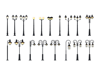 Set of street lamps