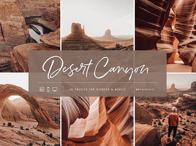 Desert Canyon Lightroom Presets by Wilde Presets branding canyon desert desert presets design editorial editorial presets folk font layout lightroom presets logo mobile presets rustic script script font type typography warm