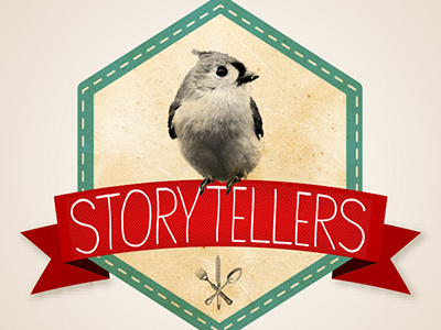Logo Sketch Storytellers badge bird catering handmade logo vintage