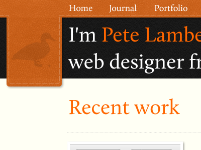 Redesigning Petelambert.com calluna duck leather orange stitching tan