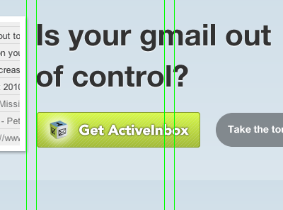 ActiveInbox redesign underway blue button cube green heading