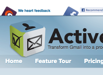 ActiveInbox Header and Superheader blue green header social