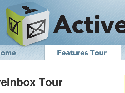 ActiveInbox Website Header avenir header logo nav tabs webdesign