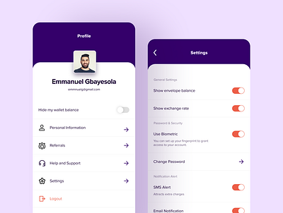 Get Mollo design finance mobile purple ui uiux ux