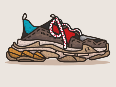 Balenciaga triple s Illustration adobe adobe illustrator ai balenciaga chill design flat holidays illustration illustrator minimal summer vector