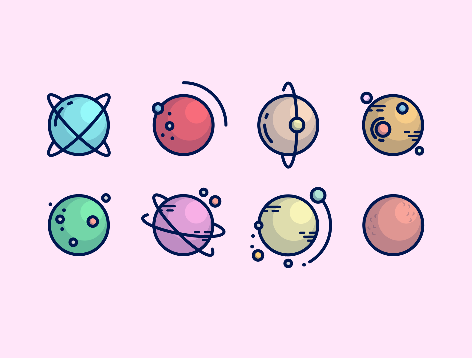 Minimal icon planets! by Cristhian Blanco Gómez on Dribbble