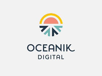 Oceanik Digital Logo beach branding design digital flat logo ocean sea sun sunset water