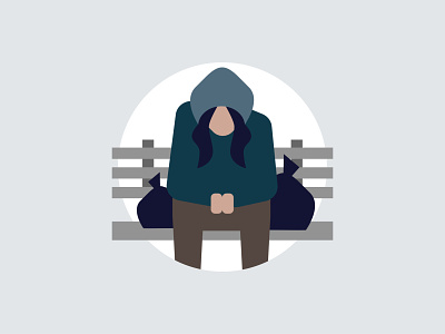 Plight of the homeless depressed homeless homelessness hoodie park bench poor sad woman