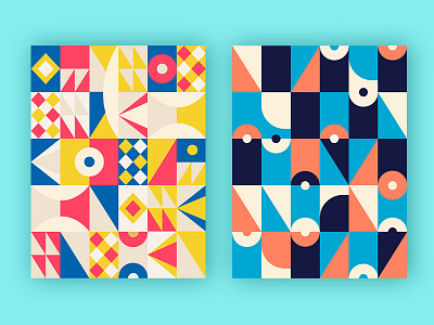 Posters colors geometric patterns triangles