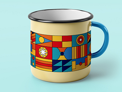 Enameled Mug - Geometric Pattern