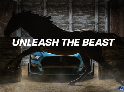 Unleash the Beast - FORD 3d art advertising art direction branding design ford mustang gt500 muscle car