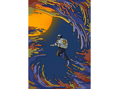 Astronaut in the galaxy - Editorial illustration
