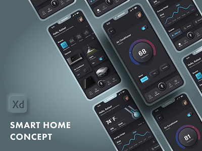 Smart Home App Concept adobe xd design neumorphism smart home ui