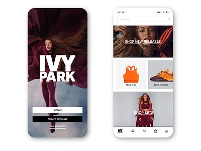 Ivy Park Mobile App Mock-up app design beyoncé figma mobile app