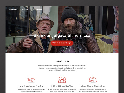 Landing page hemlosa.se charity landing page nonprofit website