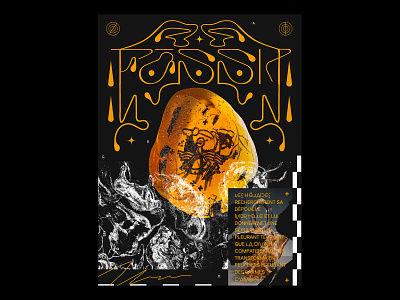 FOSSIL Poster 3d branding design font design illustration logo mineral poster render stone type
