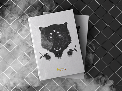 HOWL BOOK book concept cover dark editorial eyes illustration print roses smoke white wolf