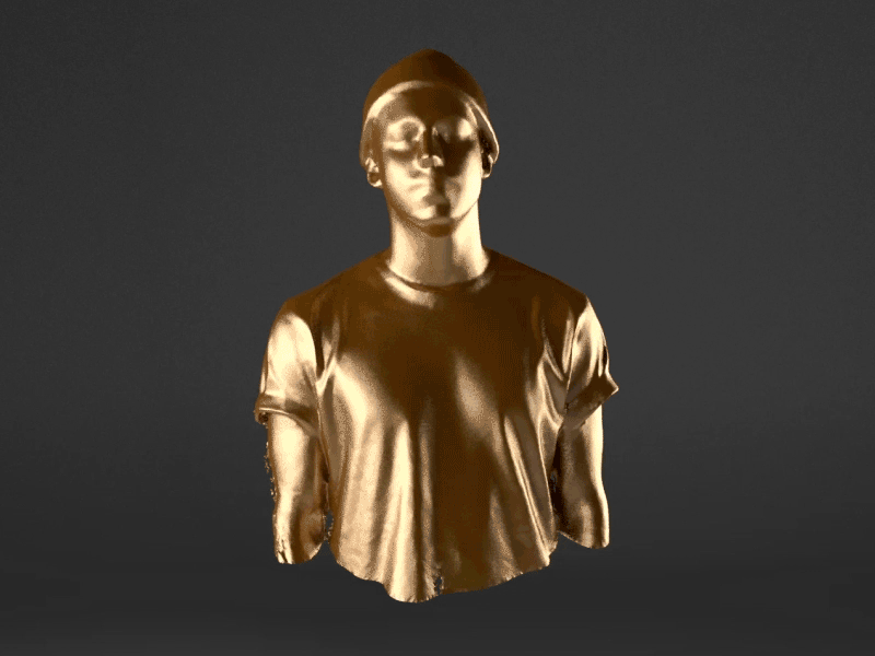Reconstruct 3d experiment gold human light model morph texture wind