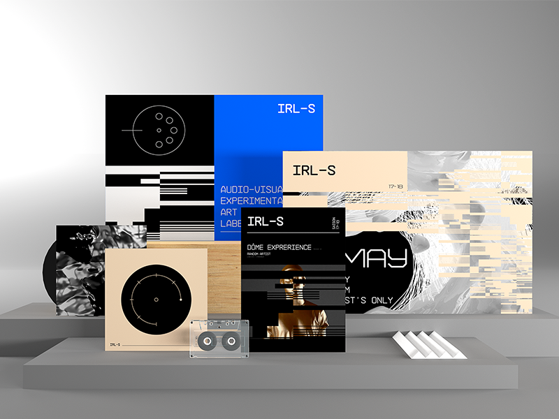 IRL-S print scene label sound data minimal c4d 3d ui web indentity branding