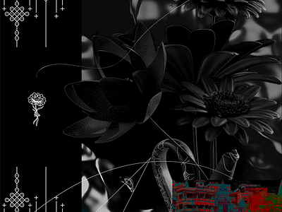 Psyco-flowers 3d c4d concept dark design digital experi flower graphic illustration internet line pattern render web