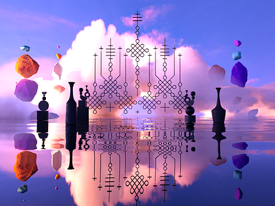 The sun's objects pt.II 3d atmosphere c4d contemporary flying lines objects octane renderer rocs scene sky water