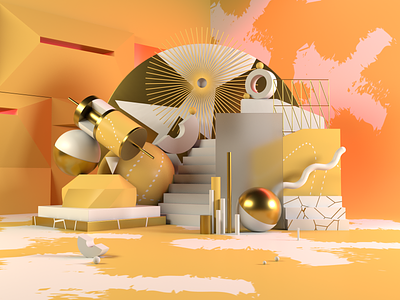 Abstract Composition 3d abstract c4d composition concept contemporary pattern render scene sculpture shapes