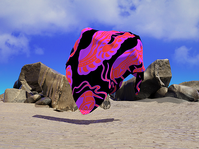 Acid Flying Towel 3d animal beach c4d concept experiment flying hires illustration octane pattern render rocks scene snake summer towel