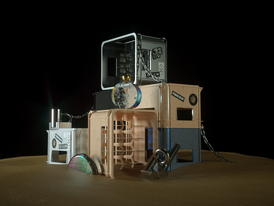 LOST STORAGE 3d abstract adobe beach beer box c4d cgi chain concept design experiment glass illustration modern octane render sand stickers texture