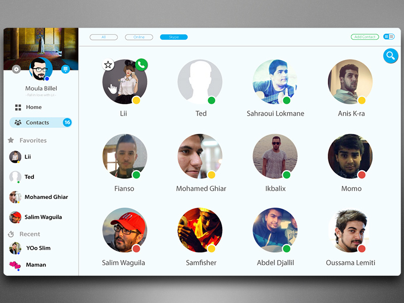 Skype UI Design by Moula Billel on Dribbble