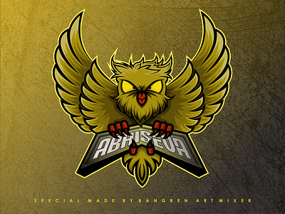 abhiseva logo animal brandidentity brown dark esport gold logo logobranding night owl yellow